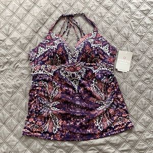 Athleta Aqualux Print Parp Swimsuit Top. Size L. New with tags.
